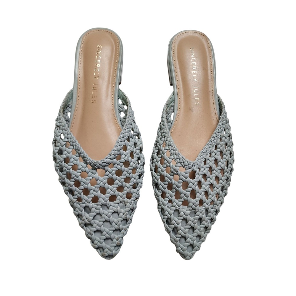 Sincerely Jules Womens Behold Woven Mules Size 8.5 Light Blue Pointed Toe Flats